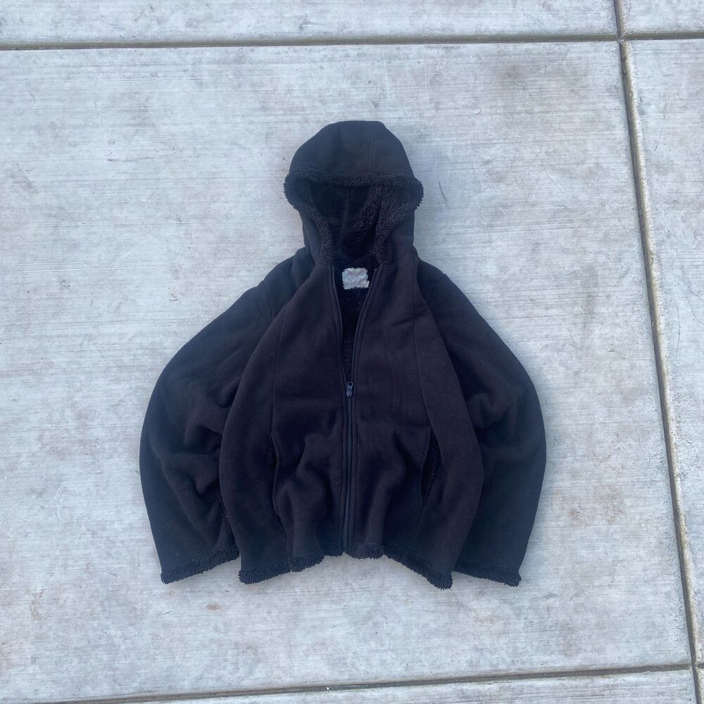 Faded Glory Black Sherpa Lined Zip Up Hoodie Women's XL Warm Soft Fleece Jacket